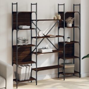 vidaXL bogreol 155,5x24x166,5 cm konstrueret træ brun egetræsfarve
