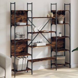 vidaXL bogreol 155,5x24x166,5 cm konstrueret træ røget egetræsfarve