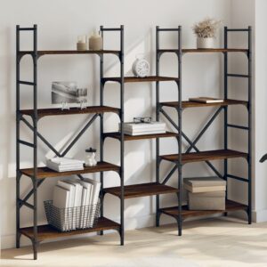 vidaXL bogreol 160x28,5x136,5 cm konstrueret træ brun egetræsfarve