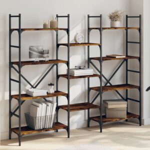 vidaXL bogreol 160x28,5x136,5 cm konstrueret træ røget egetræsfarve