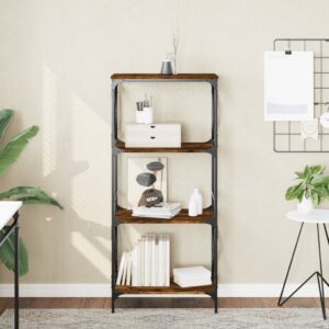 vidaXL bogreol 4 hylder 59x35x132 cm konstrueret træ røget eg