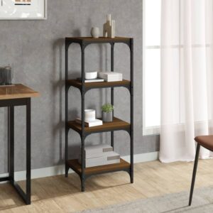 vidaXL bogreol 40x33x100 cm konstrueret træ og stål brunt egetræ