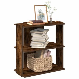 vidaXL bogreol 60x30x60 cm 3 hylder konstrueret træ røget eg