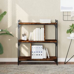 vidaXL bogreol 76x32x88 cm 3 hylder konstrueret træ røget eg