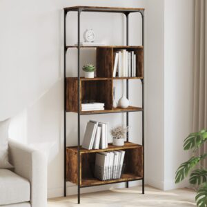vidaXL bogreol 76x33x188,5 cm 5 hylder konstrueret træ røget eg