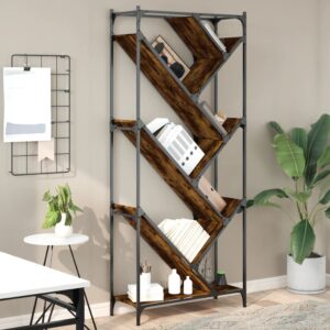 vidaXL bogreol 79x30x180 cm konstrueret træ og metal røget eg