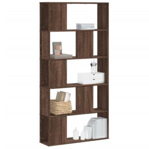 vidaXL bogreol 80,5x23,5x162,5 cm 5 hylder konstrueret træ brunt eg