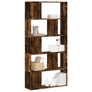 vidaXL bogreol 80,5x23,5x162,5 cm 5 hylder konstrueret træ røget eg