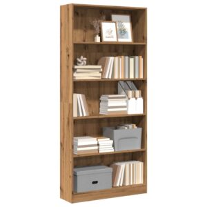 vidaXL bogreol 80x24x176 cm konstrueret træ egetræsfarve
