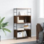 vidaXL bogreol 80x30x145,5 cm konstrueret træ og jern brunt egetræ - Kategori: Egetræshylder til hjemmet 4 vidaXL bogreol 80x30x145,5 cm konstrueret træ og jern brunt egetræ