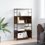 vidaXL bogreol 80x30x145,5 cm konstrueret træ og jern røget egetræ - Kategori: Egetræshylder til hjemmet 4 vidaXL bogreol 80x30x145,5 cm konstrueret træ og jern røget egetræ