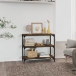 vidaXL bogreol 80x33x70,5 cm konstrueret træ og stål brunt egetræ