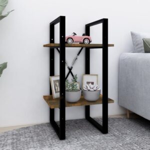 vidaXL bogreol m. 2 hylder 40x30x70 cm konstrueret træ røget egetræ