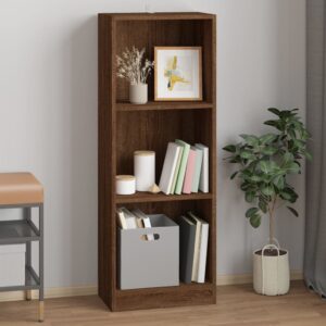 vidaXL bogreol m. 3 hylder 40x24x109 cm konstrueret træ brunt egetræ