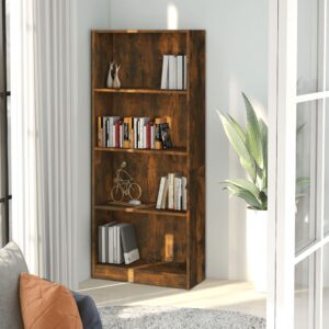 vidaXL bogreol m. 4 hylder 60x24x142 cm konstrueret træ røget egetræ
