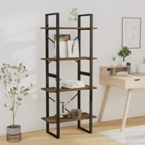 vidaXL bogreol m. 4 hylder 60x30x140 cm konstrueret træ brun egetræ