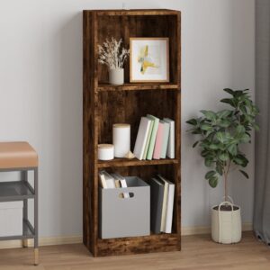 vidaXL bogreol med 3 hylder 40x24x109 cm konstrueret træ røget egetræ