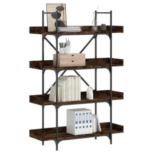 vidaXL bogreol med 4 hylder 100x33x145,5 cm konstrueret træ røget eg