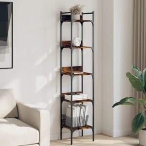 vidaXL bogreol med 5 hylder 35x30x174 cm konstrueret træ røget eg