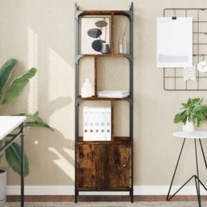 vidaXL bogreol med låge 44,5x30x154,5 cm konstrueret træ røget egetræ