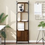 vidaXL bogreol med låge 44,5x30x154,5 cm konstrueret træ røget egetræ