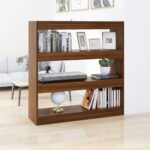 vidaXL bogreol/rumdeler 100x30x103 cm brun egetræ - Kategori: Egetræshylder til hjemmet 4 vidaXL bogreol/rumdeler 100x30x103 cm brun egetræ
