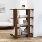 vidaXL bogreol/rumdeler 100x30x123,5 cm brun egetræ - Kategori: Egetræshylder til hjemmet 4 vidaXL bogreol/rumdeler 100x30x123,5 cm brun egetræ