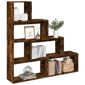 vidaXL bogreol/rumdeler 143,5x29x143,5 cm konstrueret træ røget eg