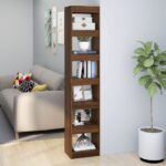 vidaXL bogreol/rumdeler 40x30x198cm brun egetræ - Kategori: Egetræshylder til hjemmet 4 vidaXL bogreol/rumdeler 40x30x198cm brun egetræ