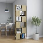 vidaXL bogreol/rumdeler 60x24x186 cm konstrueret træ sonoma-egetræ