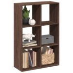 vidaXL bogreol/rumdeler 69,5x29x103,5 cm konstrueret træ brun egetræ - Kategori: Egetræshylder til hjemmet 4 vidaXL bogreol/rumdeler 69,5x29x103,5 cm konstrueret træ brun egetræ