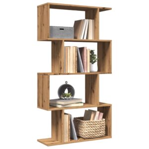 vidaXL bogreol/rumdeler 70x24x129cm 4 niveauer konstrueret træ kunsteg