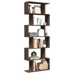 vidaXL bogreol/rumdeler 70x24x193cm 6 niveauer konstrueret træ brun eg