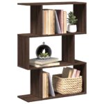 vidaXL bogreol/rumdeler 70x24x97 cm 3 niveauer konstrueret træ brun eg