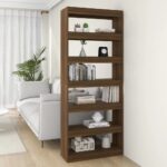 vidaXL bogreol/rumdeler 80x30x198 cm konstrueret træ brun eg