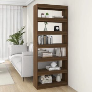 vidaXL bogreol/rumdeler 80x30x198 cm konstrueret træ brun eg