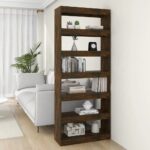 vidaXL bogreol/rumdeler 80x30x198 cm konstrueret træ røget egetræ - Kategori: Egetræshylder til hjemmet 4 vidaXL bogreol/rumdeler 80x30x198 cm konstrueret træ røget egetræ