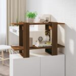 vidaXL bogreol/rumdeler 80x30x51 cm brun egetræ - Kategori: Egetræshylder til hjemmet 4 vidaXL bogreol/rumdeler 80x30x51 cm brun egetræ