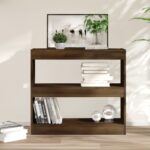 vidaXL bogreol/rumdeler 80x30x72 cm brun egetræ - Kategori: Egetræshylder til hjemmet 4 vidaXL bogreol/rumdeler 80x30x72 cm brun egetræ