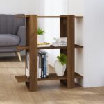 vidaXL bogreol/rumdeler 80x30x87 cm brun egetræ - Kategori: Egetræshylder til hjemmet 4 vidaXL bogreol/rumdeler 80x30x87 cm brun egetræ