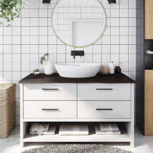 vidaXL bordplade til badeværelse 100x60x2 cm massivt træ mørkebrun