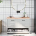 vidaXL bordplade til badeværelse 120x30x(2-6)cm massivt træ ubehandlet - Kategori: Egetræshylder til hjemmet 4 vidaXL bordplade til badeværelse 120x30x(2-6)cm massivt træ ubehandlet