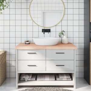 vidaXL bordplade til badeværelse 120x50x(2-6)cm massivt træ ubehandlet