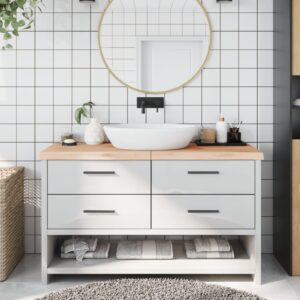 vidaXL bordplade til badeværelse 140x50x(2-6)cm massivt træ ubehandlet