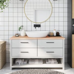 vidaXL bordplade til badeværelse 140x60x(2-4)cm massivt træ ubehandlet