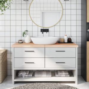 vidaXL bordplade til badeværelse 140x60x(2-6)cm massivt træ ubehandlet