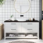 vidaXL bordplade til badeværelse 160x40x(2-4) cm massivt træ mørkebrun