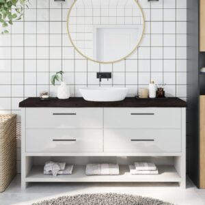 vidaXL bordplade til badeværelse 160x40x(2-6) cm massivt træ mørkebrun