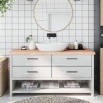 vidaXL bordplade til badeværelse 160x60x(2-6)cm massivt træ ubehandlet