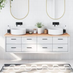 vidaXL bordplade til badeværelse 180x30x(2-4)cm massivt træ ubehandlet